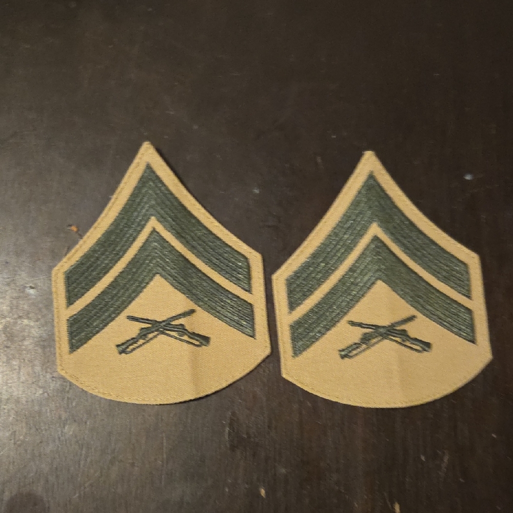 USMC Corporal Tan And Green Rank Patches